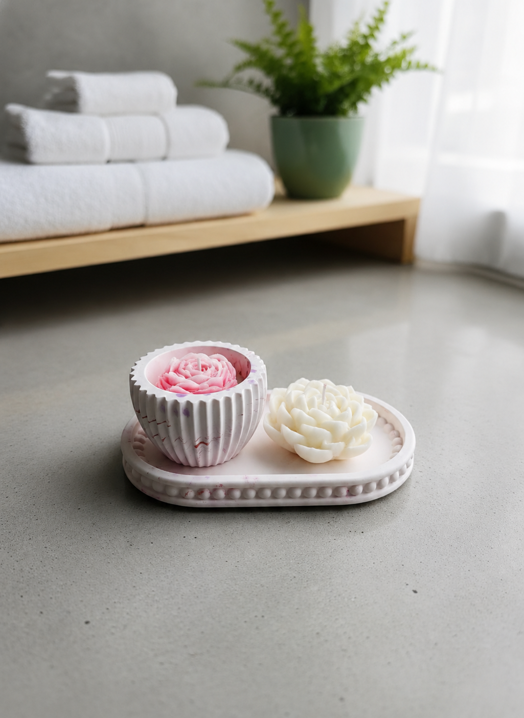Concrete Plate & Jar Scented Soy Candle