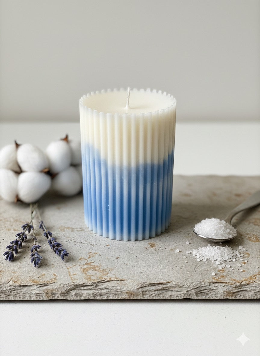 Warm Blue Marble Pillar Scented Candle
