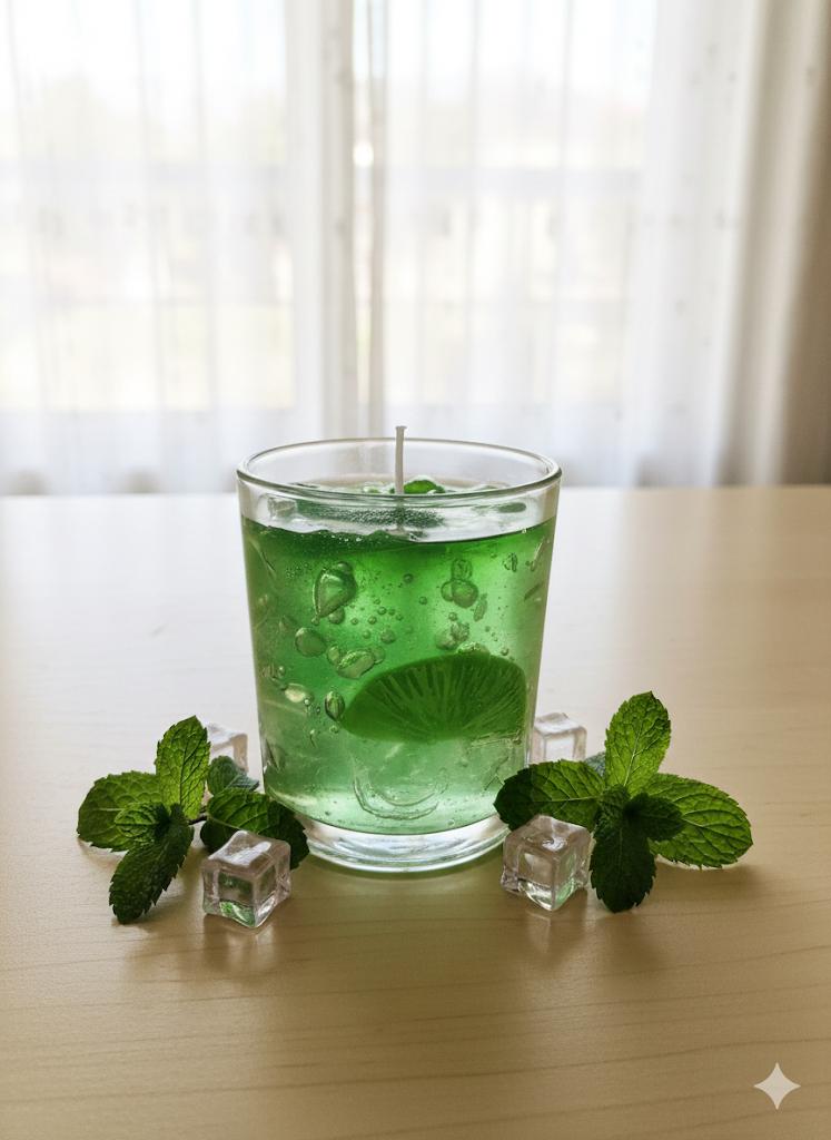 Mint Theme Glass Soy Scented(Mint Scent) Candle