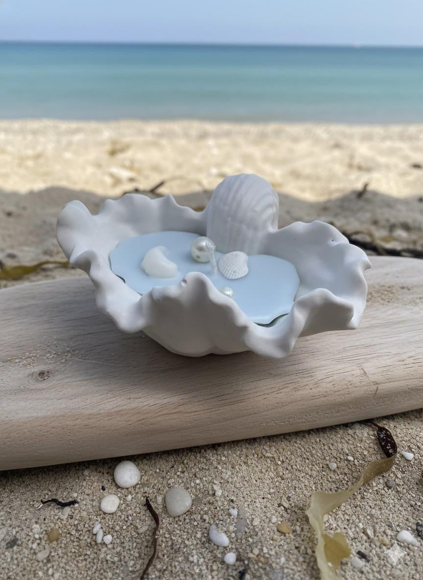Concrete Shell with Poured Soy Scented Candle