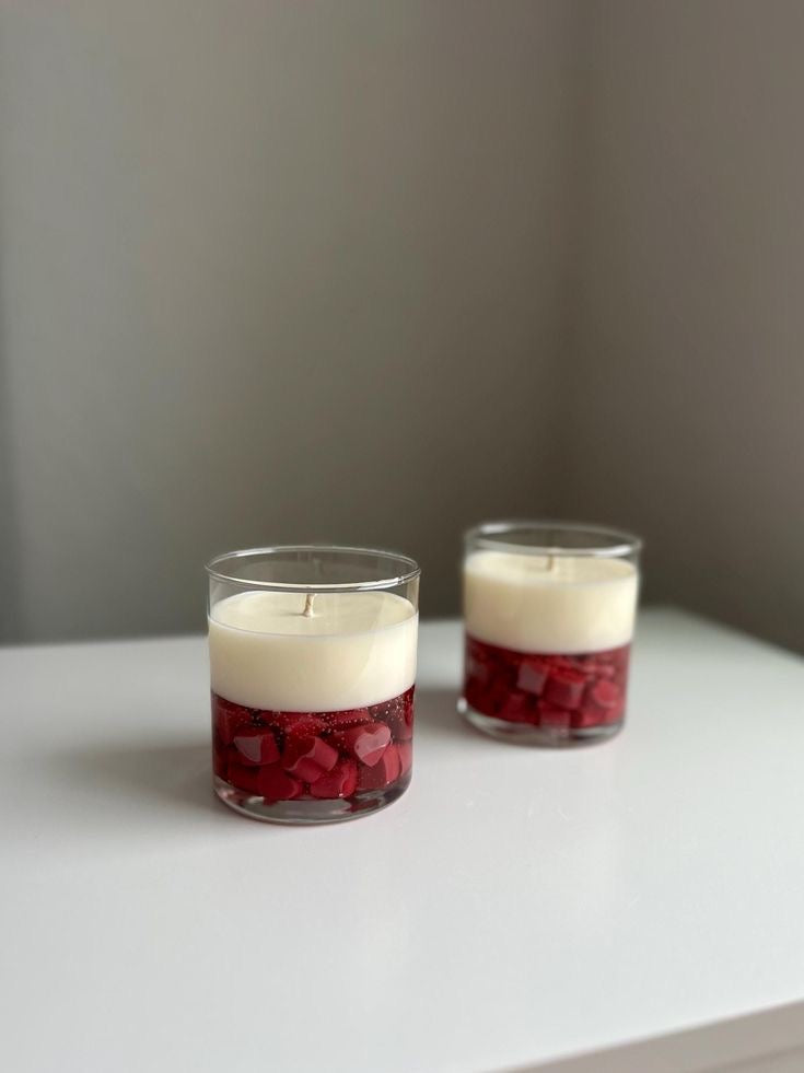 Luxury Glass Hand Poured Scented(Rose) Soy Gel Candle
