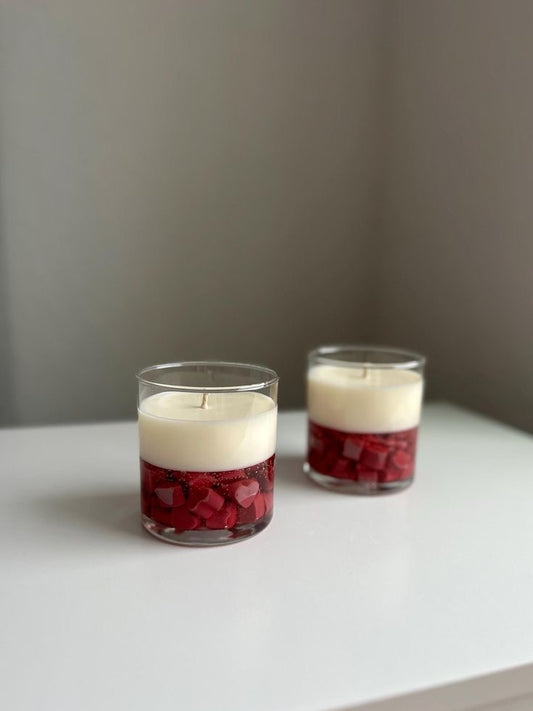 Luxury Glass Hand Poured Scented(Rose) Soy Gel Candle