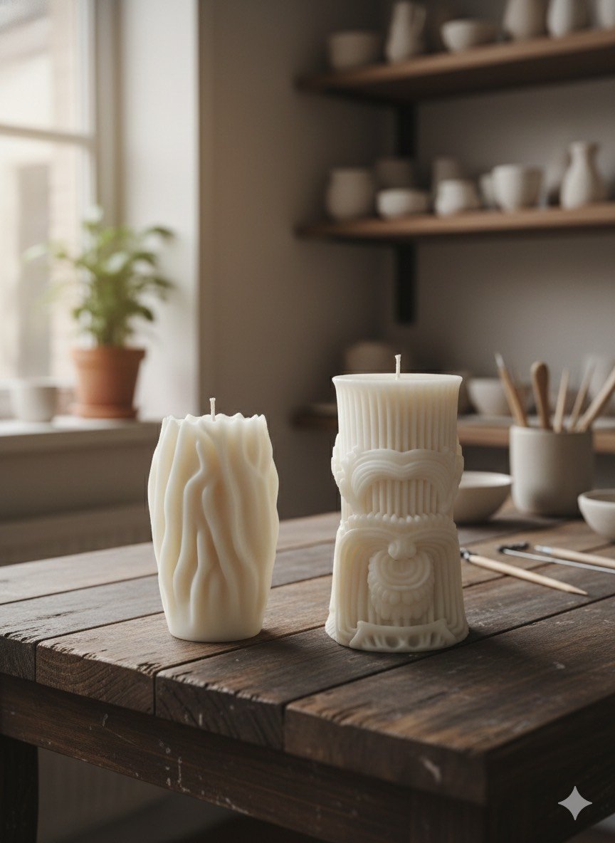 Elegant Hand-Poured Luxury Pillar Scented Candles - Pack of 2