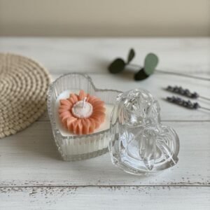 Heart Glass Jar Daisy Scented Soy Candle