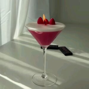 Wine Glass Premium Hand Poured Soy Scented(Strawberry) Candle