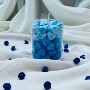 Glass Hand Poured Blue Heart Soy Scented Candle