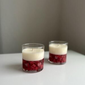 Hand Poured Soy & Gel Heart Glass Candle (Dark Red Rose Fragrance)