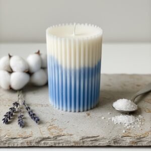 Warm Blue Marble Pillar Scented Candle
