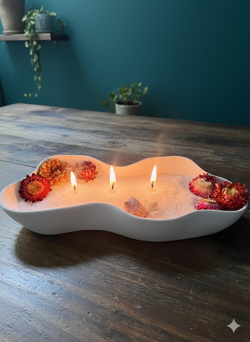 Premium Concrete Platter With Snow Pearl Wax